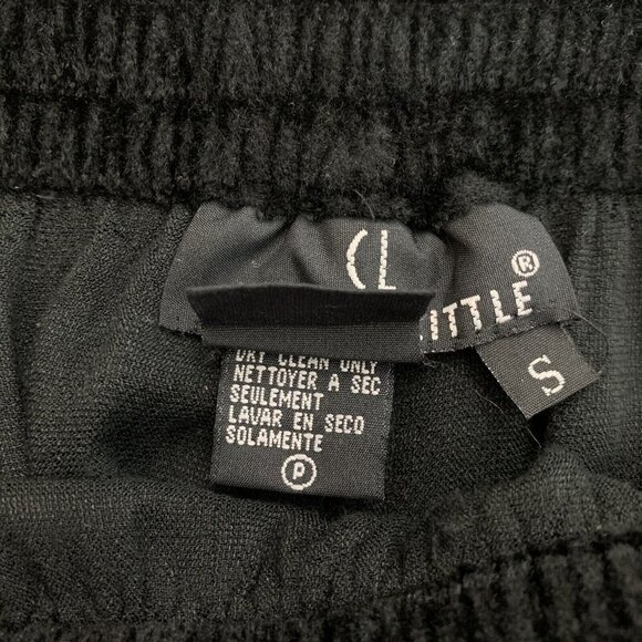 Small Pants Velvet Loungewear Straight Leg Elastic Tie Waist Black Carole Little - Picture 4 of 6